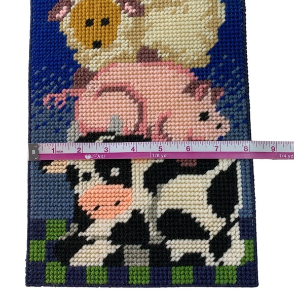 Farmhouse Needlepoint Plastic Canvas Door Wall Hanging Handmade Cottagecore - Picture 7 of 7